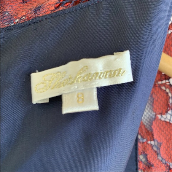 Shoshanna Lace Midi Sheath Dress in Red size 8 Lined V Neck - Picture 8 of 12